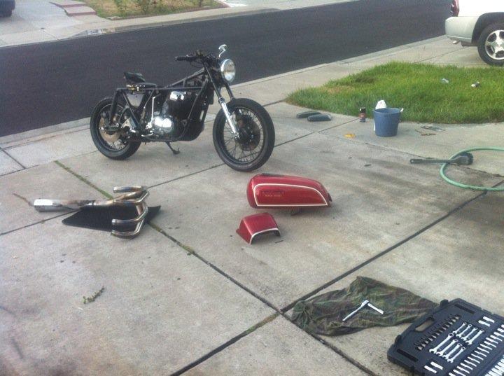 Bike taken apart and cleaned up the frame. Tank and rear fairing getting ready for paint