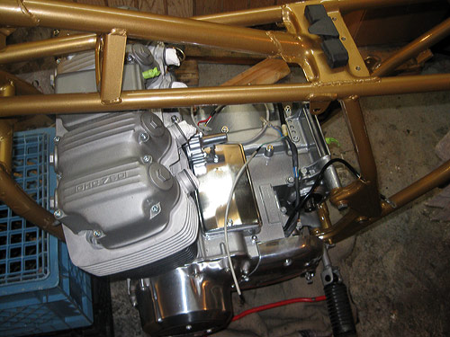 top view of engine in frame